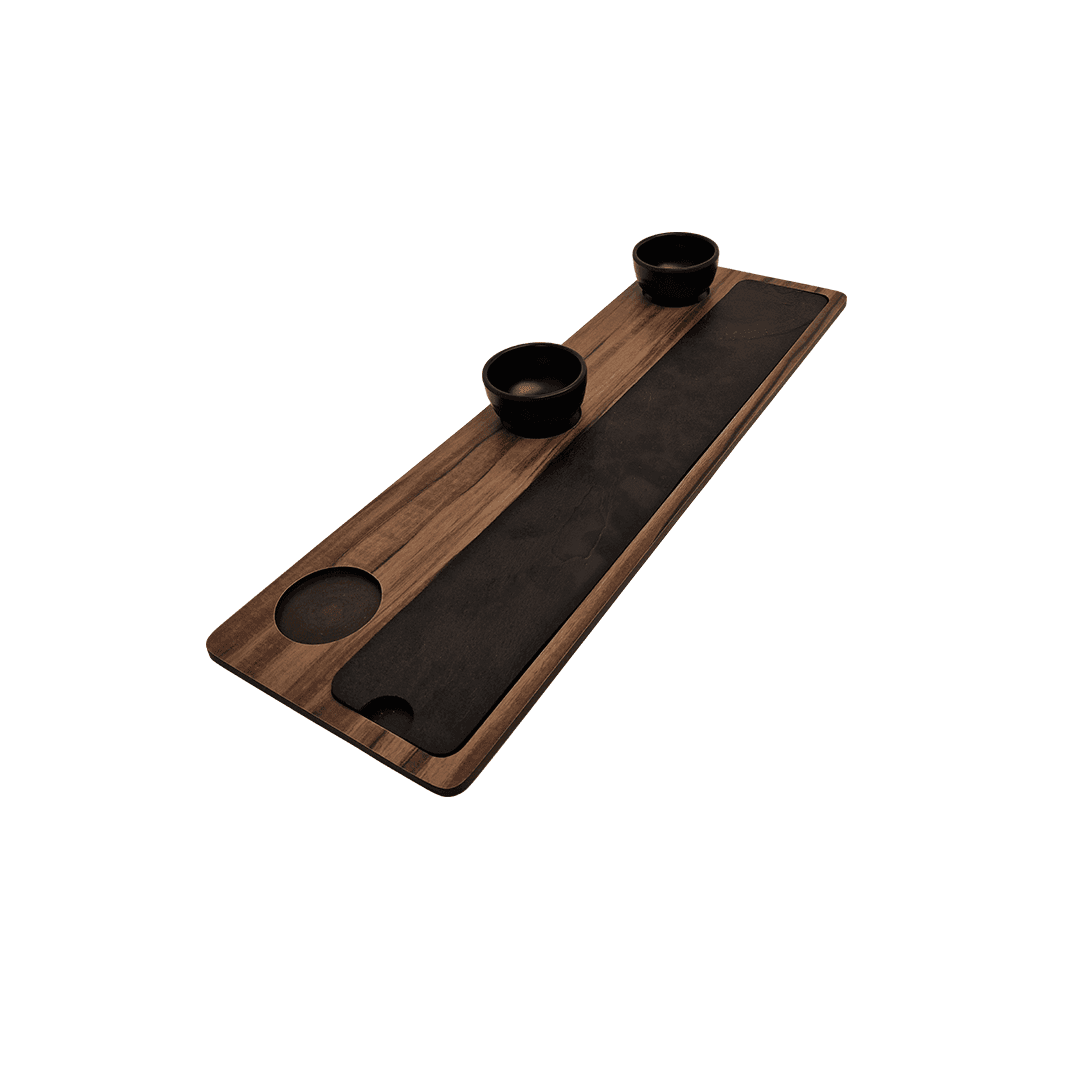 Long Rectangular Linear Groove Dip & Snack Platter